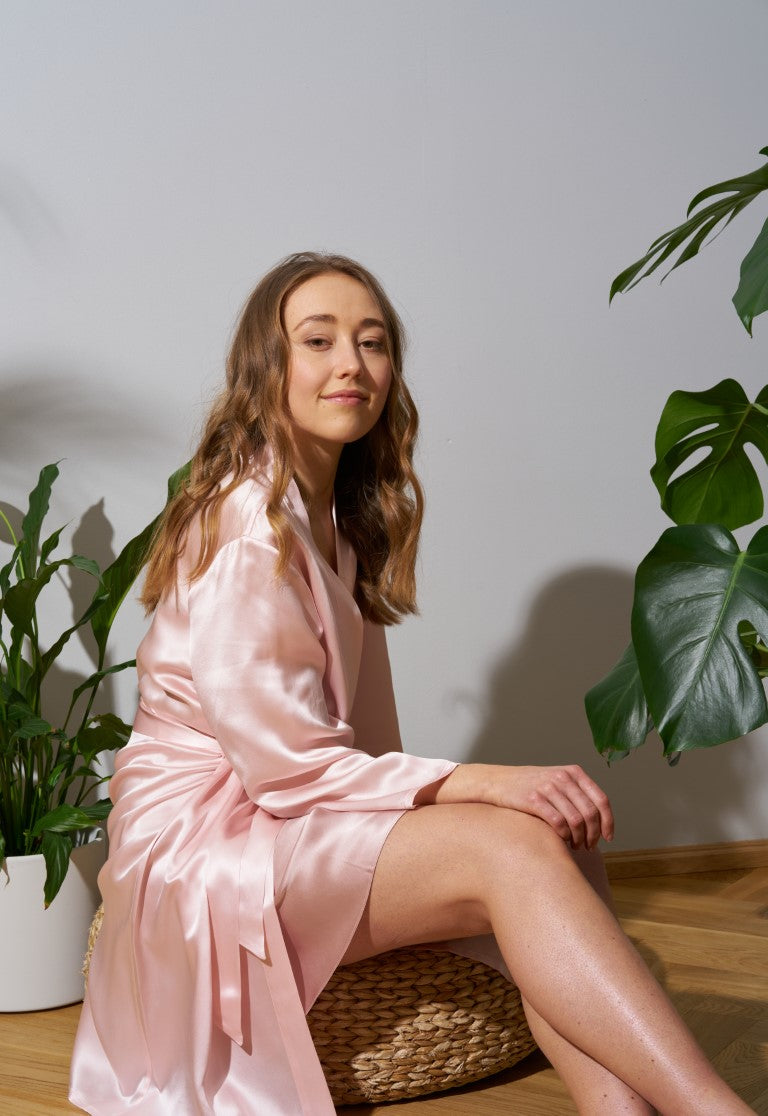Šilko chalatas PALE PINK